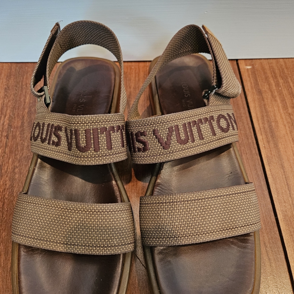 Louis Vuitton Brown Sandals with Adjustable Ankle Strap